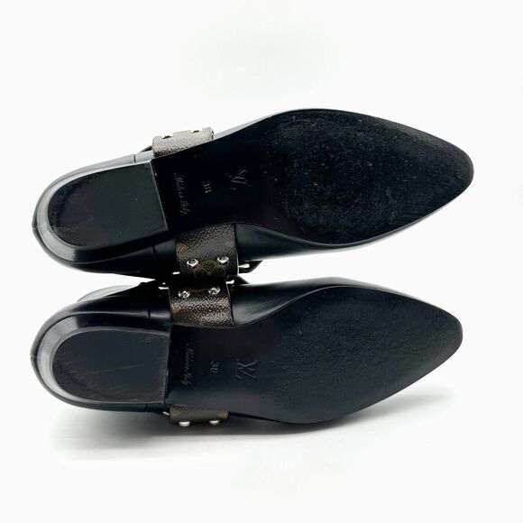 LOUIS VUITTON Rhapsody Black Ankle Boot Size 38 US 8 Monogram Harness - Picture 10 of 13